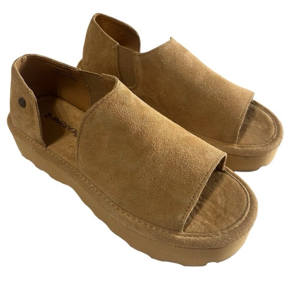 BEARPAW Women's Suede Sail Wedge Tan Cushioned Comfort Sandals Sz 8.5 - Picture 4 of 15